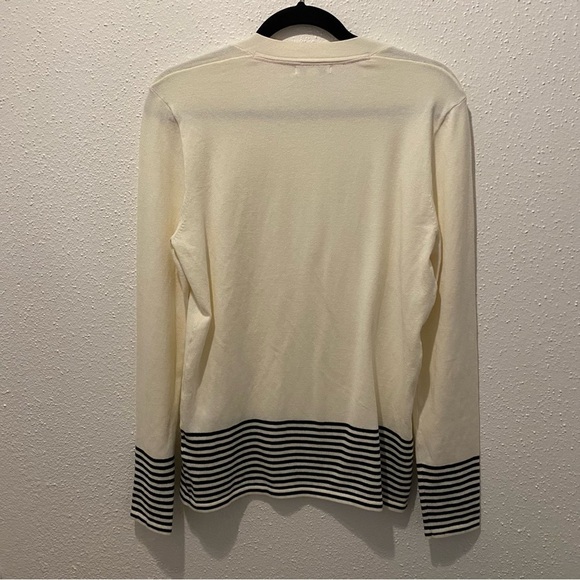 NWOT Nautica Cream & Blue Striped Sweater Sz. Large - Picture 2 of 4